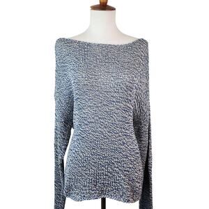 Ralph Lauren Denim & Supply Open Knit Sweater XL Boat Neck 100% Cotton Blue